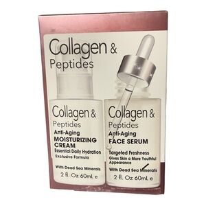 SPA Cosmetics LTD Collagen & Peptides Anti Aging Cream + Serum Set NEW